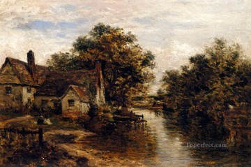 Willy Lotts House The Subject Of Constables Hay Wain landscape Benjamin Williams Leader stream Oil Paintings